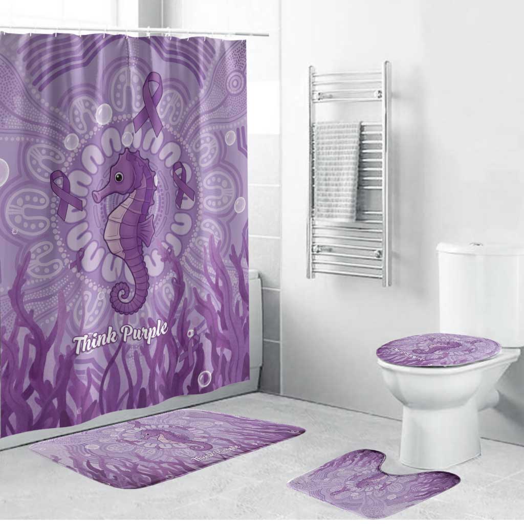 Australia Epilepsy Awareness Bathroom Set Seahorse Think Purple Ribbon Aboriginal - Aussie Hoodie