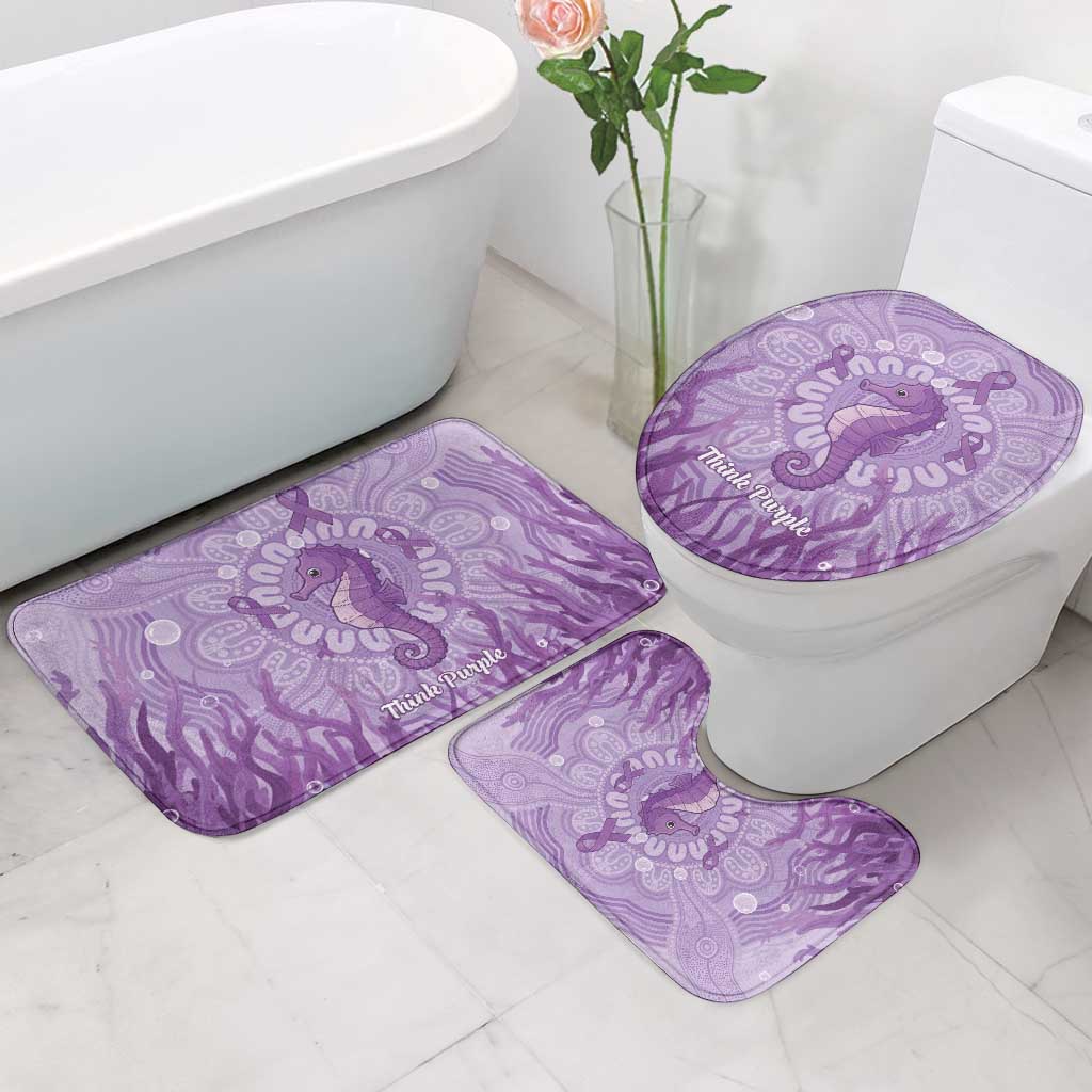 Australia Epilepsy Awareness Bathroom Set Seahorse Think Purple Ribbon Aboriginal - Aussie Hoodie