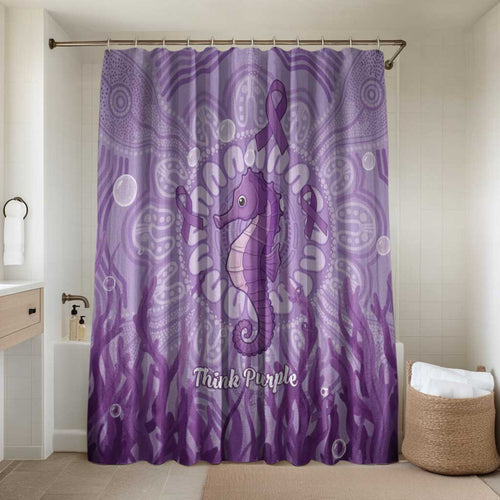 Australia Epilepsy Awareness Bathroom Set Seahorse Think Purple Ribbon Aboriginal - Aussie Hoodie