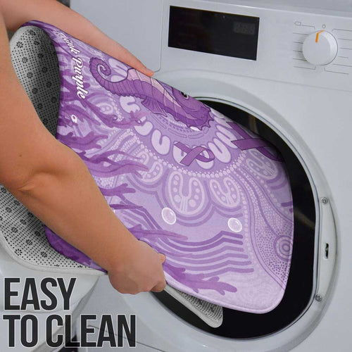 Australia Epilepsy Awareness Bathroom Set Seahorse Think Purple Ribbon Aboriginal - Aussie Hoodie