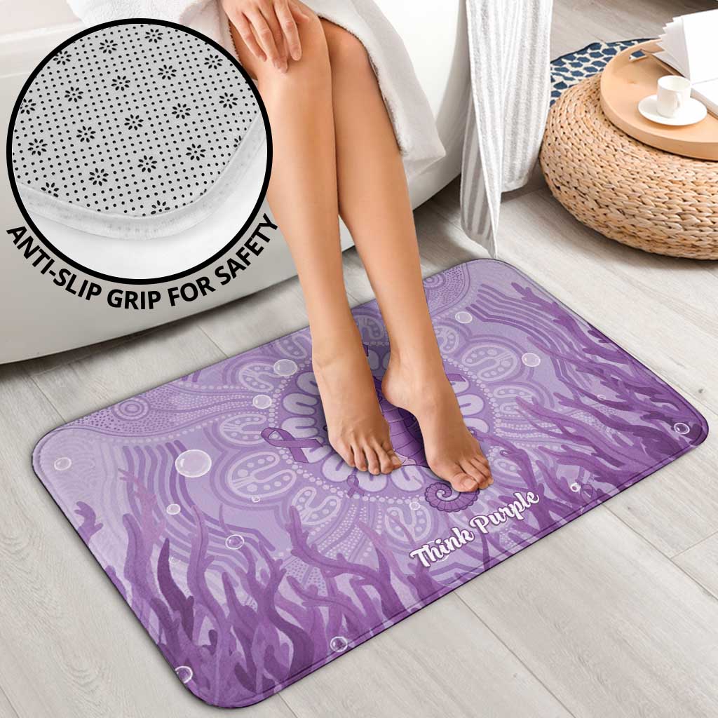 Australia Epilepsy Awareness Bathroom Set Seahorse Think Purple Ribbon Aboriginal - Aussie Hoodie