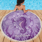 Australia Epilepsy Awareness Beach Blanket Seahorse Think Purple Ribbon Aboriginal - Aussie Hoodie