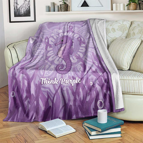 Australia Epilepsy Awareness Blanket Seahorse Think Purple Ribbon Aboriginal - Aussie Hoodie