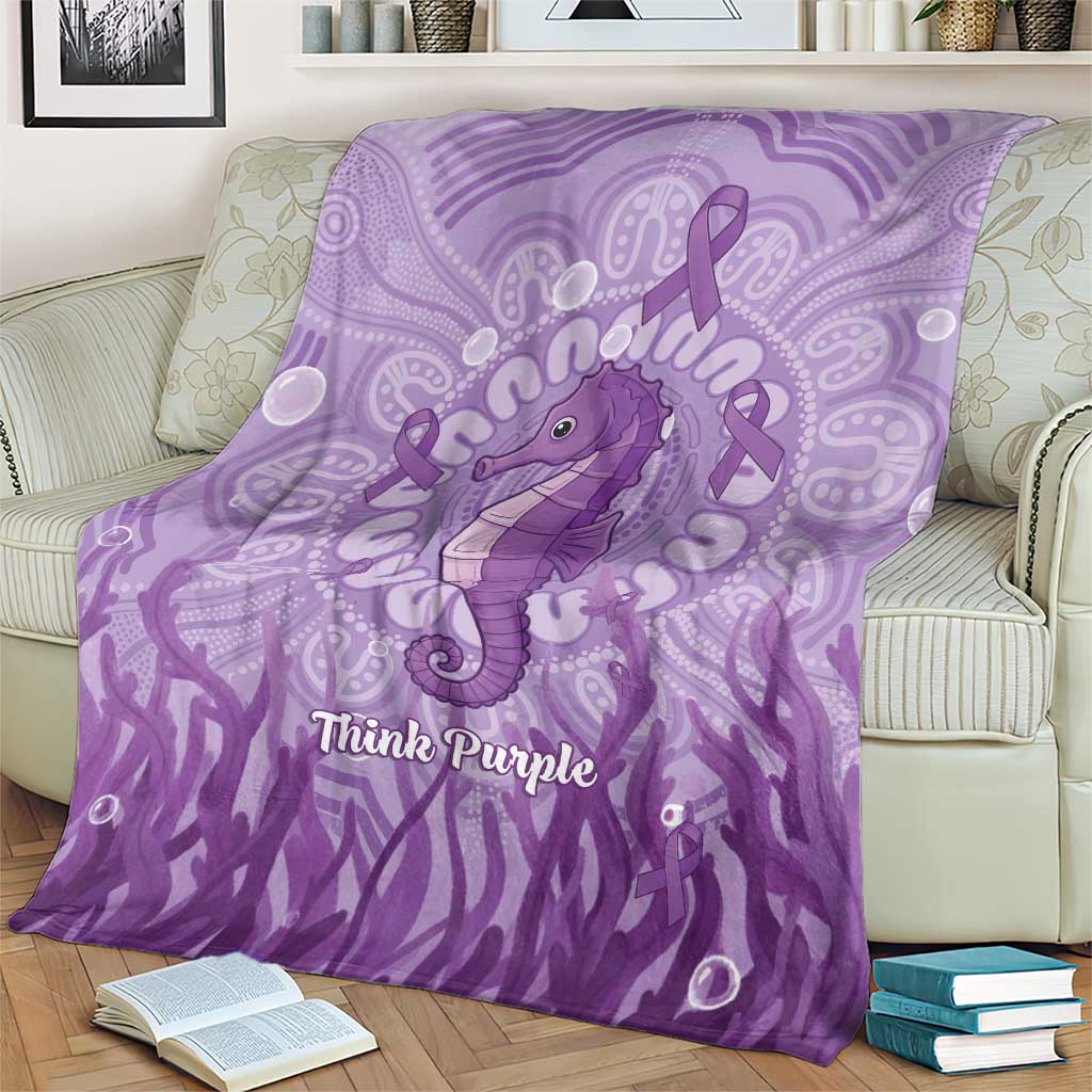 Australia Epilepsy Awareness Blanket Seahorse Think Purple Ribbon Aboriginal - Aussie Hoodie