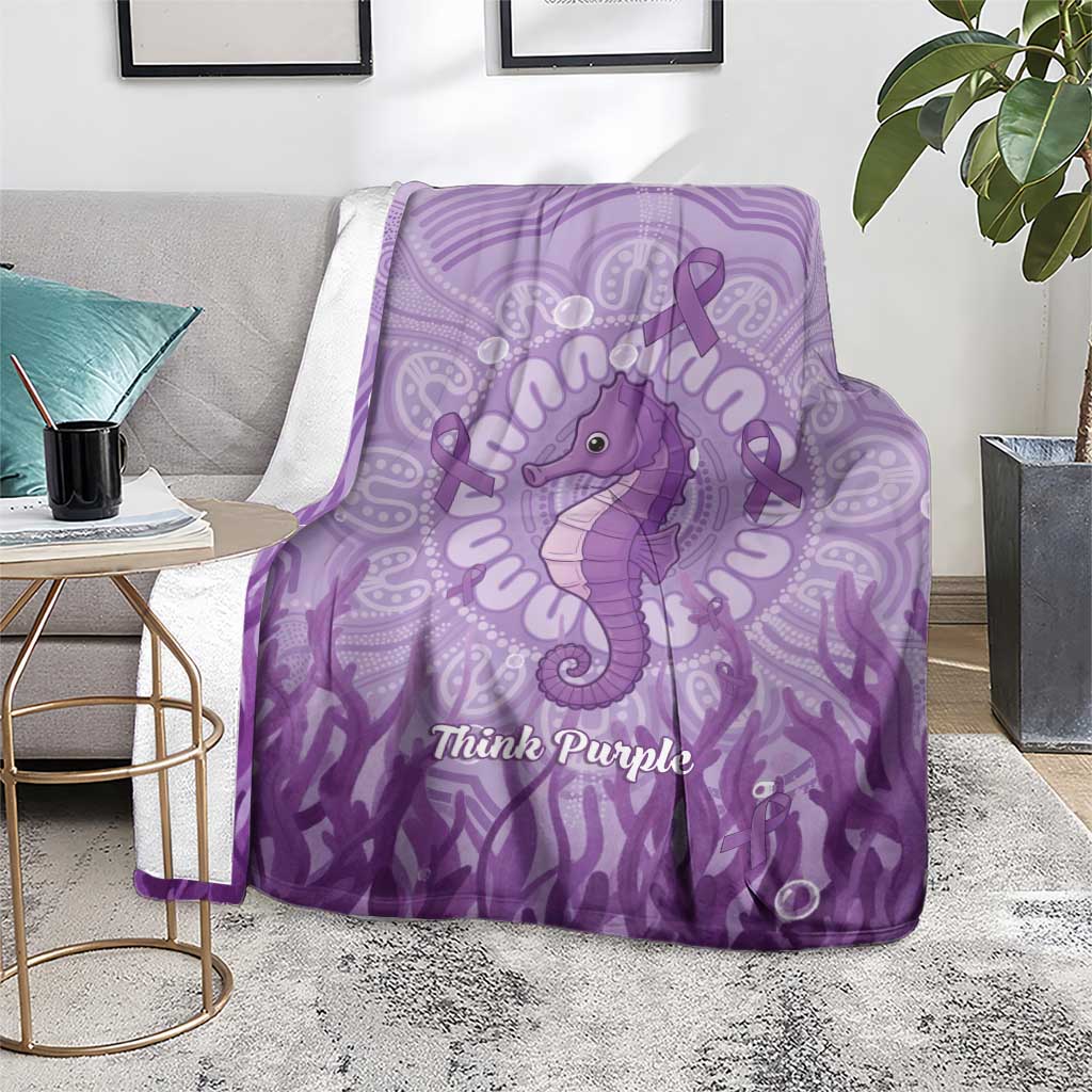 Australia Epilepsy Awareness Blanket Seahorse Think Purple Ribbon Aboriginal - Aussie Hoodie