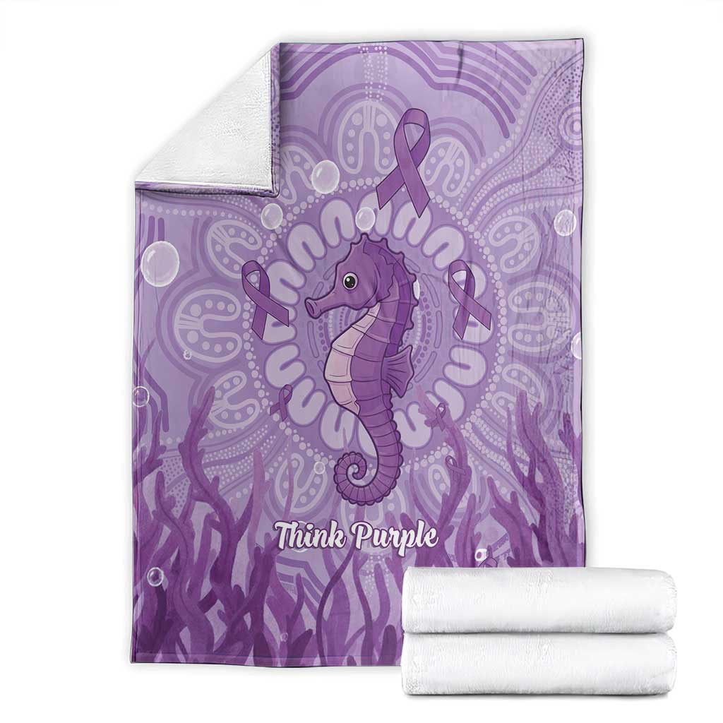 Australia Epilepsy Awareness Blanket Seahorse Think Purple Ribbon Aboriginal - Aussie Hoodie