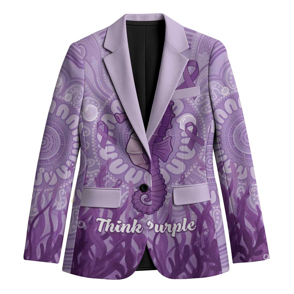 Australia Epilepsy Awareness Blazer Seahorse Think Purple Ribbon Aboriginal - Aussie Hoodie