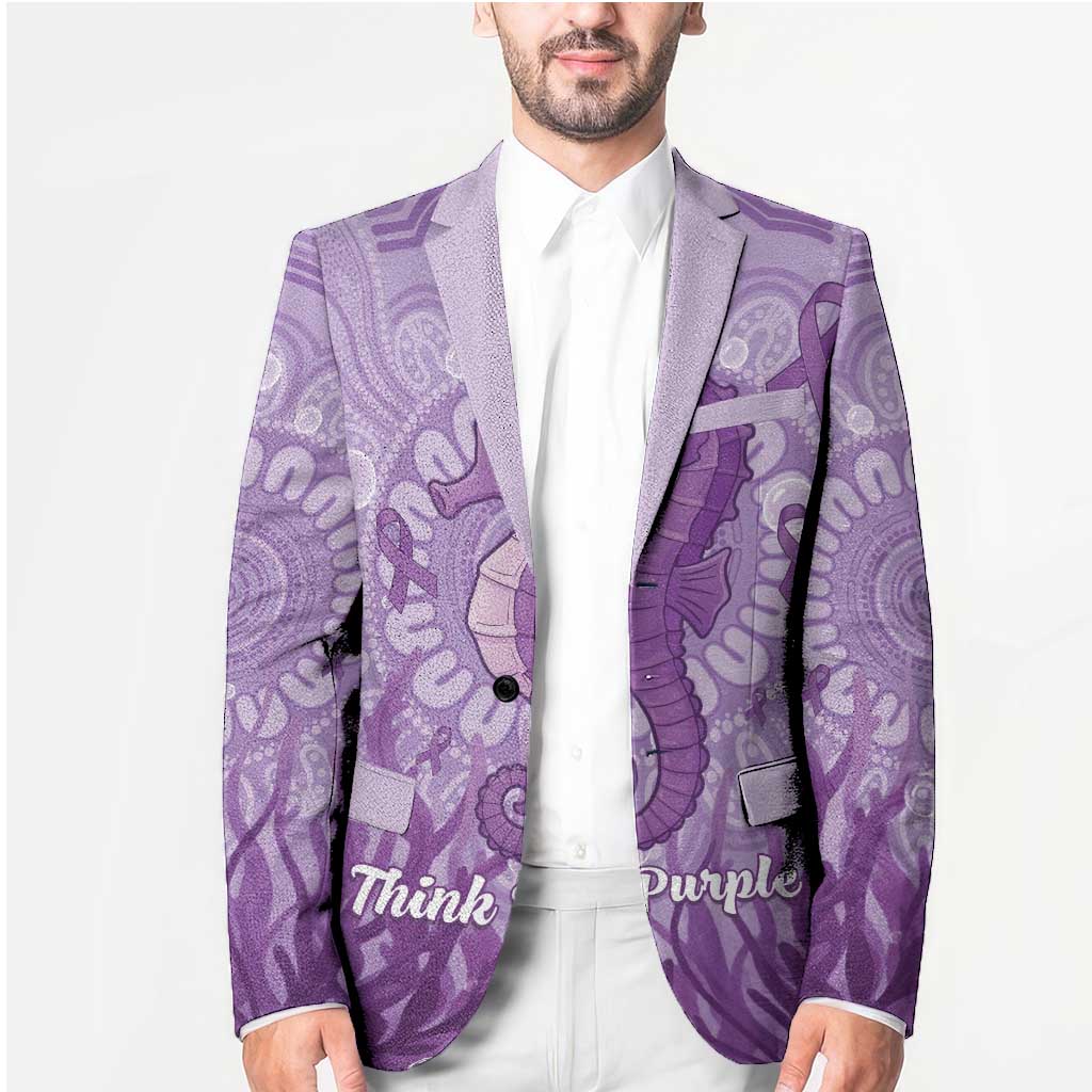 Australia Epilepsy Awareness Blazer Seahorse Think Purple Ribbon Aboriginal - Aussie Hoodie