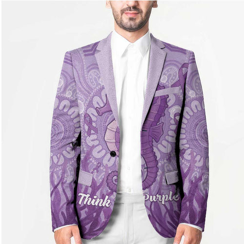 Australia Epilepsy Awareness Blazer Seahorse Think Purple Ribbon Aboriginal - Aussie Hoodie