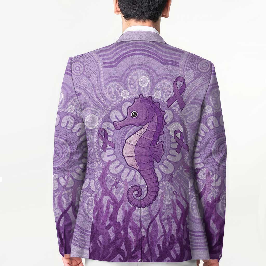 Australia Epilepsy Awareness Blazer Seahorse Think Purple Ribbon Aboriginal - Aussie Hoodie