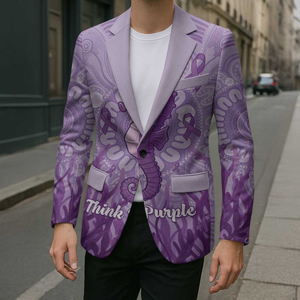 Australia Epilepsy Awareness Blazer Seahorse Think Purple Ribbon Aboriginal - Aussie Hoodie