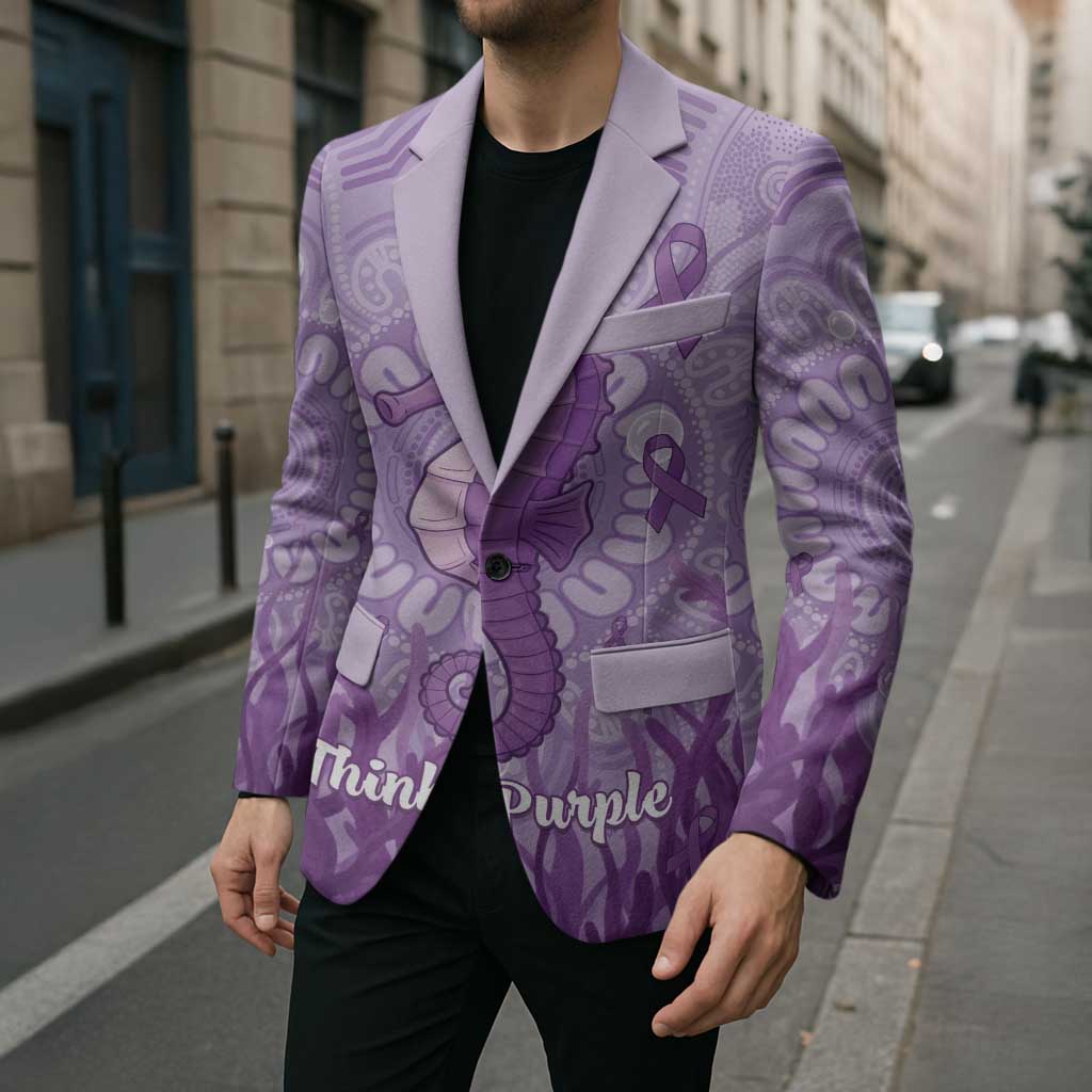 Australia Epilepsy Awareness Blazer Seahorse Think Purple Ribbon Aboriginal - Aussie Hoodie