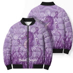 Australia Epilepsy Awareness Bomber Puffer Jacket Seahorse Think Purple Ribbon Aboriginal - Aussie Hoodie