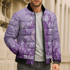 Australia Epilepsy Awareness Bomber Puffer Jacket Seahorse Think Purple Ribbon Aboriginal - Aussie Hoodie