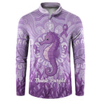 Australia Epilepsy Awareness Button Sweatshirt Seahorse Think Purple Ribbon Aboriginal - Aussie Hoodie