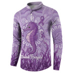 Australia Epilepsy Awareness Button Sweatshirt Seahorse Think Purple Ribbon Aboriginal - Aussie Hoodie