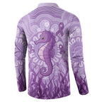 Australia Epilepsy Awareness Button Sweatshirt Seahorse Think Purple Ribbon Aboriginal - Aussie Hoodie