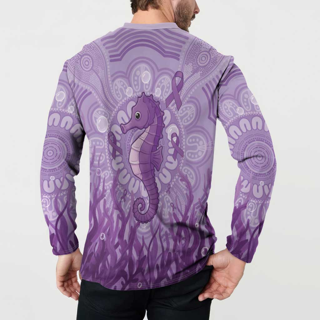 Australia Epilepsy Awareness Button Sweatshirt Seahorse Think Purple Ribbon Aboriginal - Aussie Hoodie