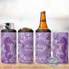 Australia Epilepsy Awareness 4 in 1 Can Cooler Tumbler Seahorse Think Purple Ribbon Aboriginal - Aussie Hoodie