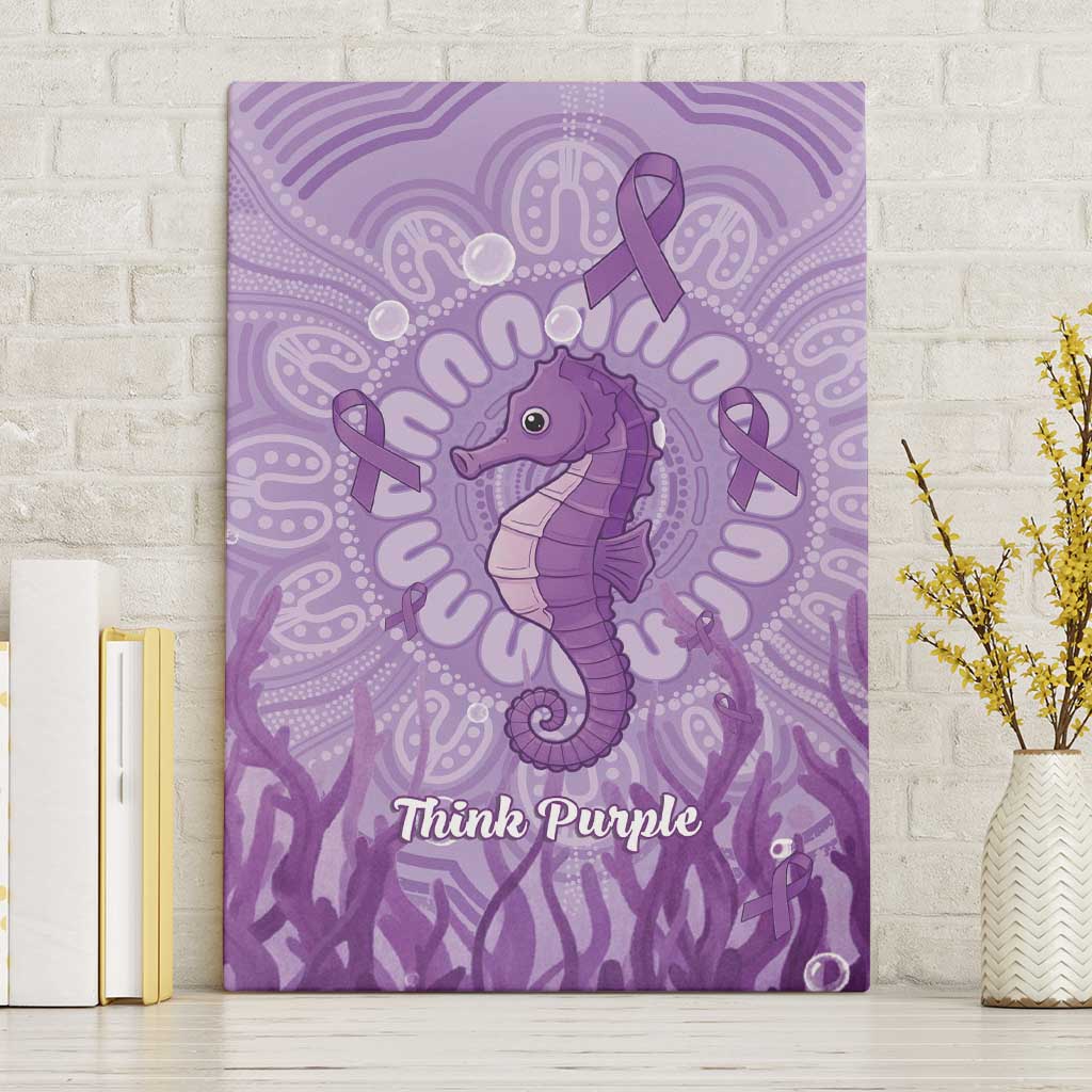 Australia Epilepsy Awareness Canvas Wall Art Seahorse Think Purple Ribbon Aboriginal - Aussie Hoodie