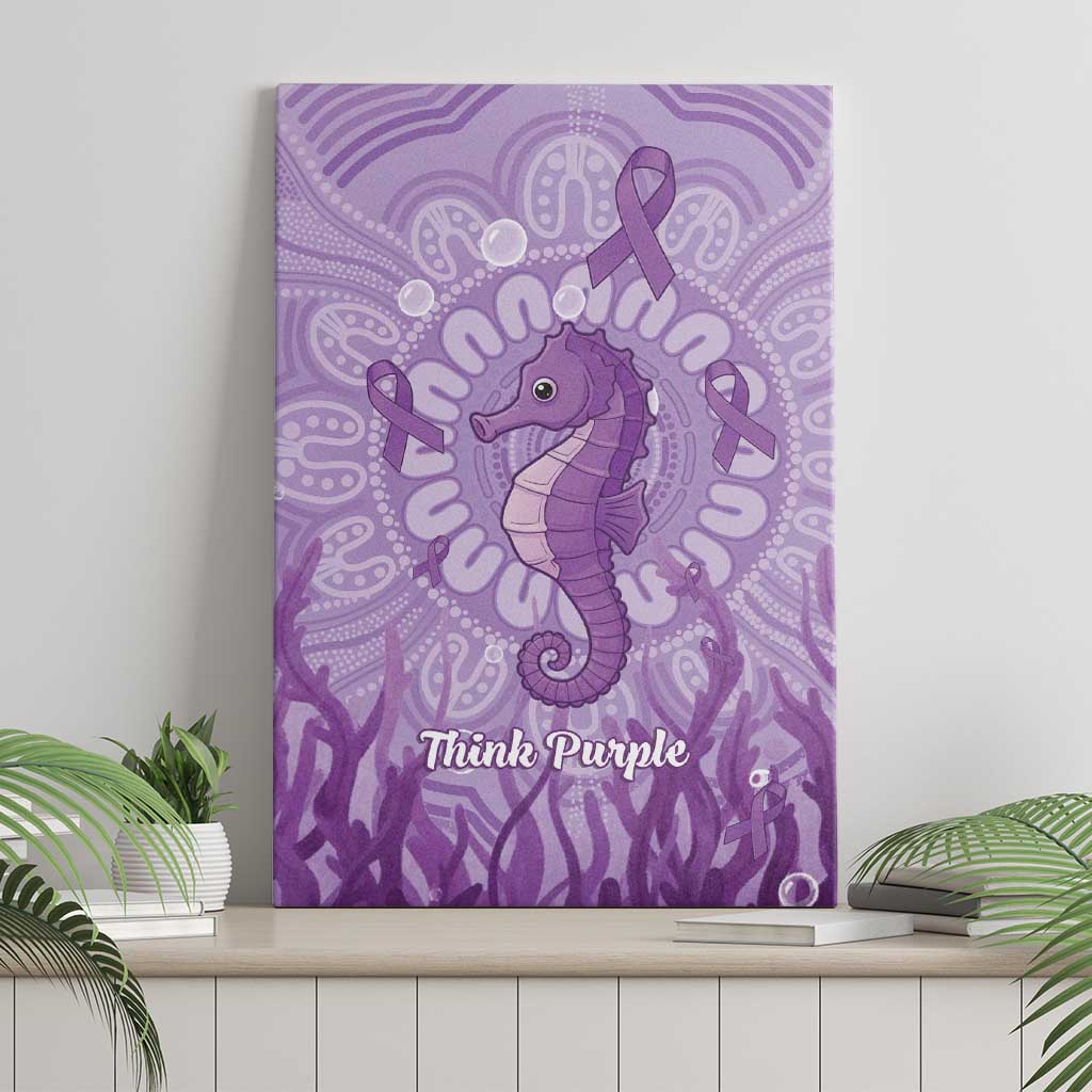 Australia Epilepsy Awareness Canvas Wall Art Seahorse Think Purple Ribbon Aboriginal - Aussie Hoodie
