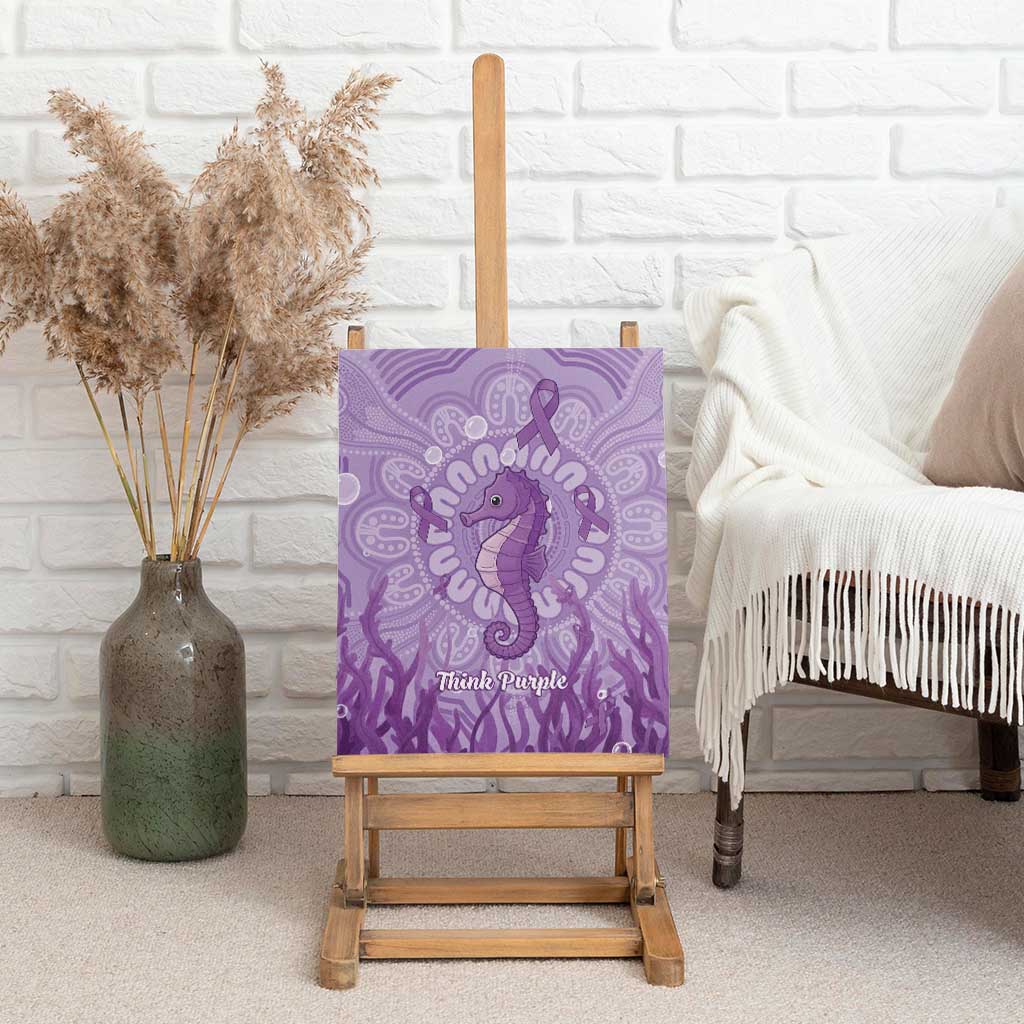 Australia Epilepsy Awareness Canvas Wall Art Seahorse Think Purple Ribbon Aboriginal - Aussie Hoodie