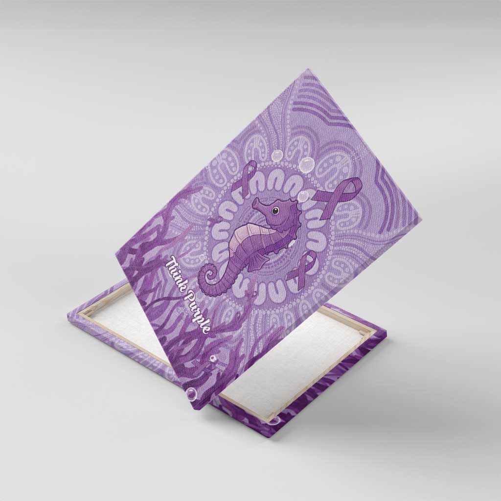 Australia Epilepsy Awareness Canvas Wall Art Seahorse Think Purple Ribbon Aboriginal - Aussie Hoodie