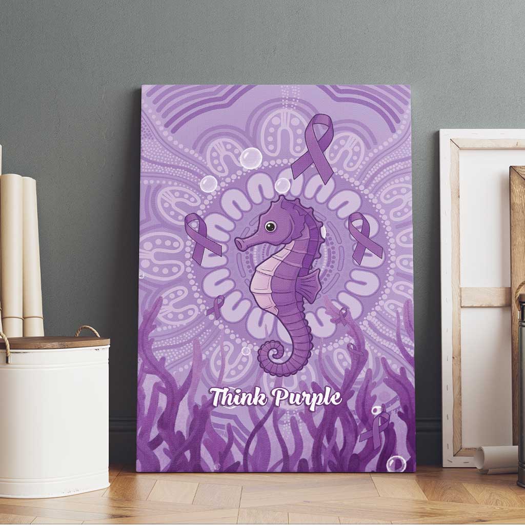 Australia Epilepsy Awareness Canvas Wall Art Seahorse Think Purple Ribbon Aboriginal - Aussie Hoodie