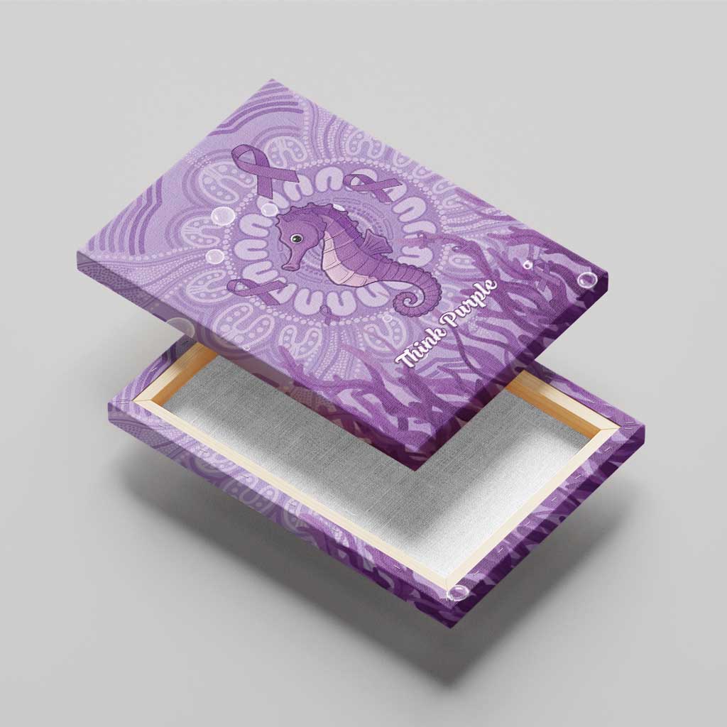 Australia Epilepsy Awareness Canvas Wall Art Seahorse Think Purple Ribbon Aboriginal - Aussie Hoodie