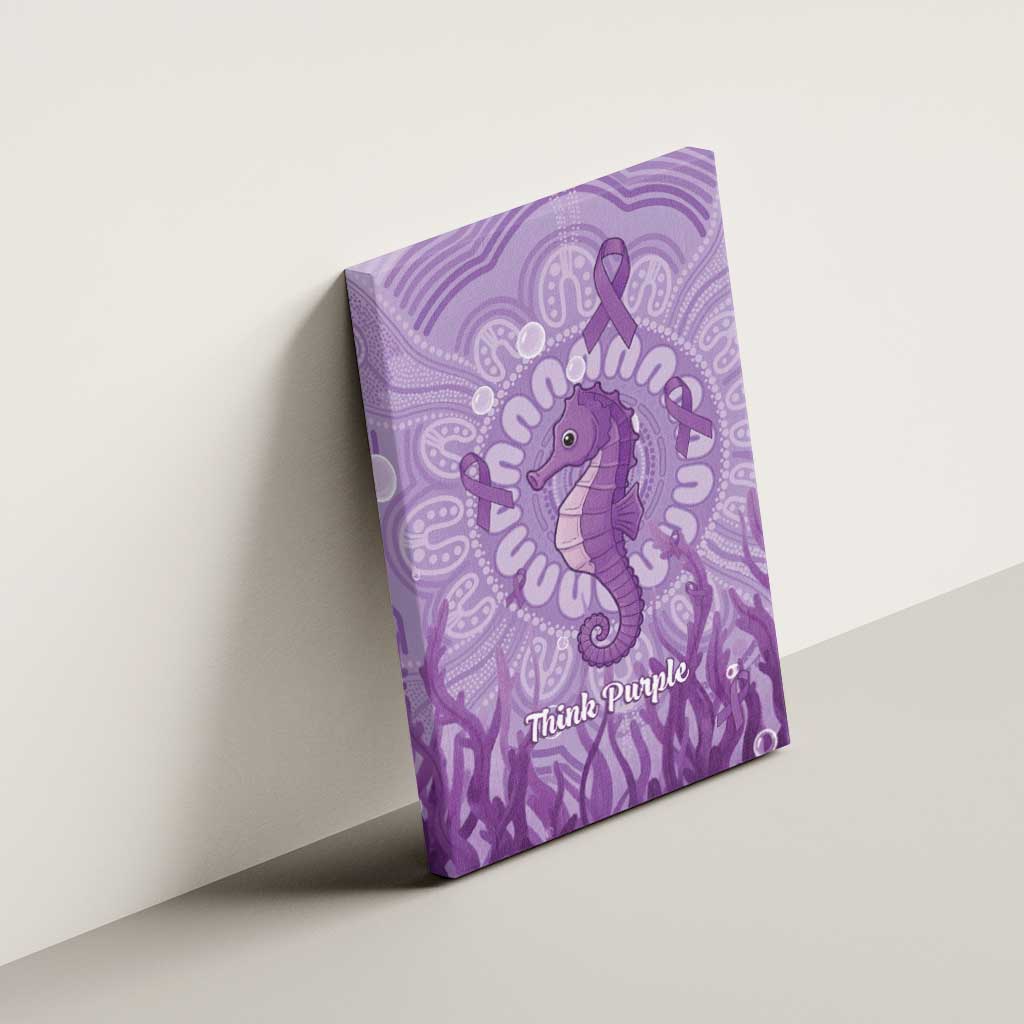Australia Epilepsy Awareness Canvas Wall Art Seahorse Think Purple Ribbon Aboriginal - Aussie Hoodie