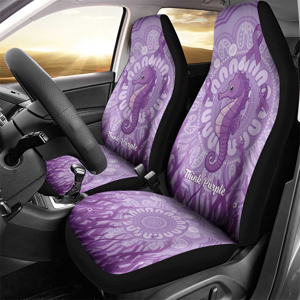 Australia Epilepsy Awareness Car Seat Cover Seahorse Think Purple Ribbon Aboriginal - Aussie Hoodie