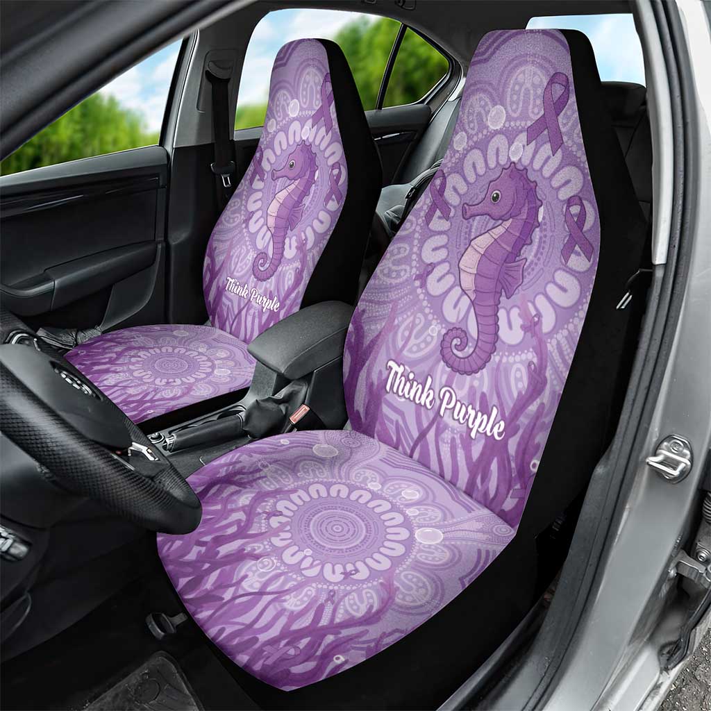 Australia Epilepsy Awareness Car Seat Cover Seahorse Think Purple Ribbon Aboriginal - Aussie Hoodie