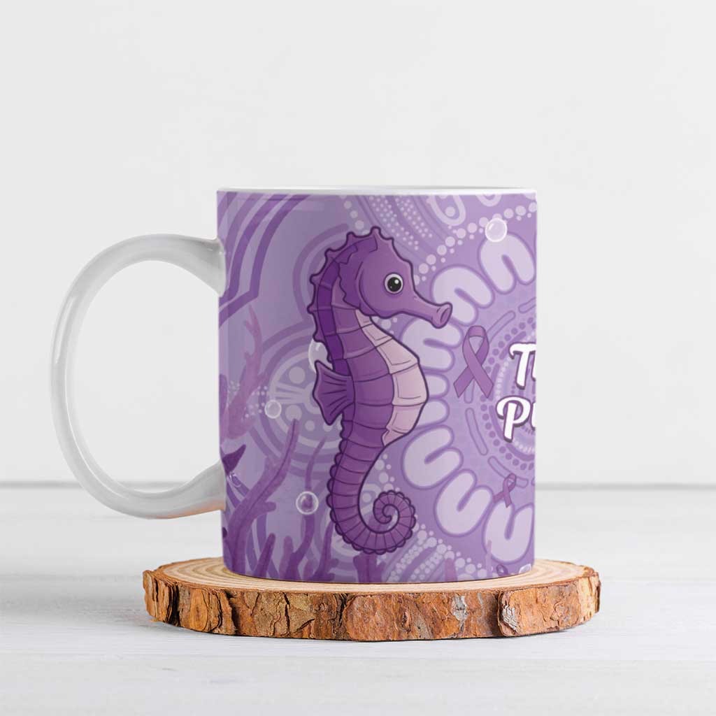 Australia Epilepsy Awareness Ceramic Mug Seahorse Think Purple Ribbon Aboriginal - Aussie Hoodie