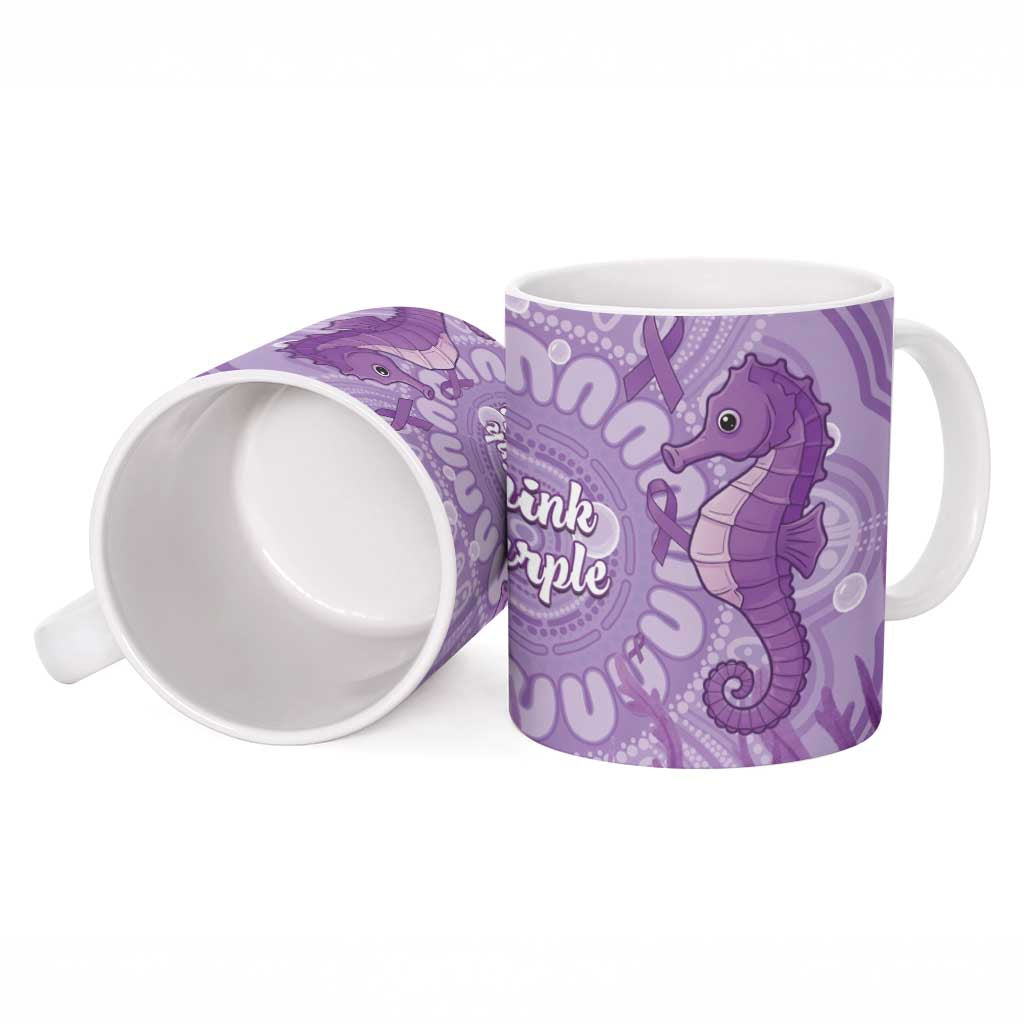 Australia Epilepsy Awareness Ceramic Mug Seahorse Think Purple Ribbon Aboriginal - Aussie Hoodie