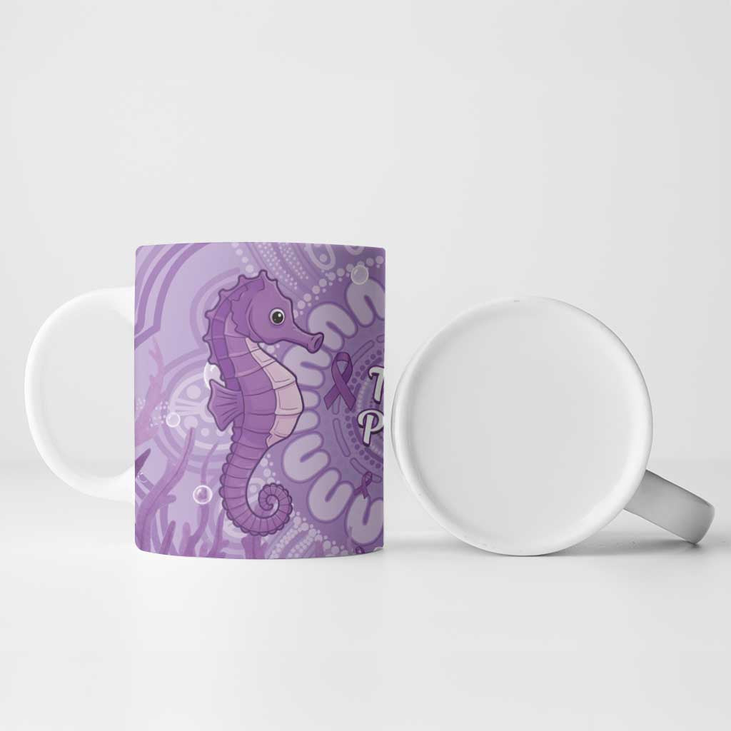 Australia Epilepsy Awareness Ceramic Mug Seahorse Think Purple Ribbon Aboriginal - Aussie Hoodie