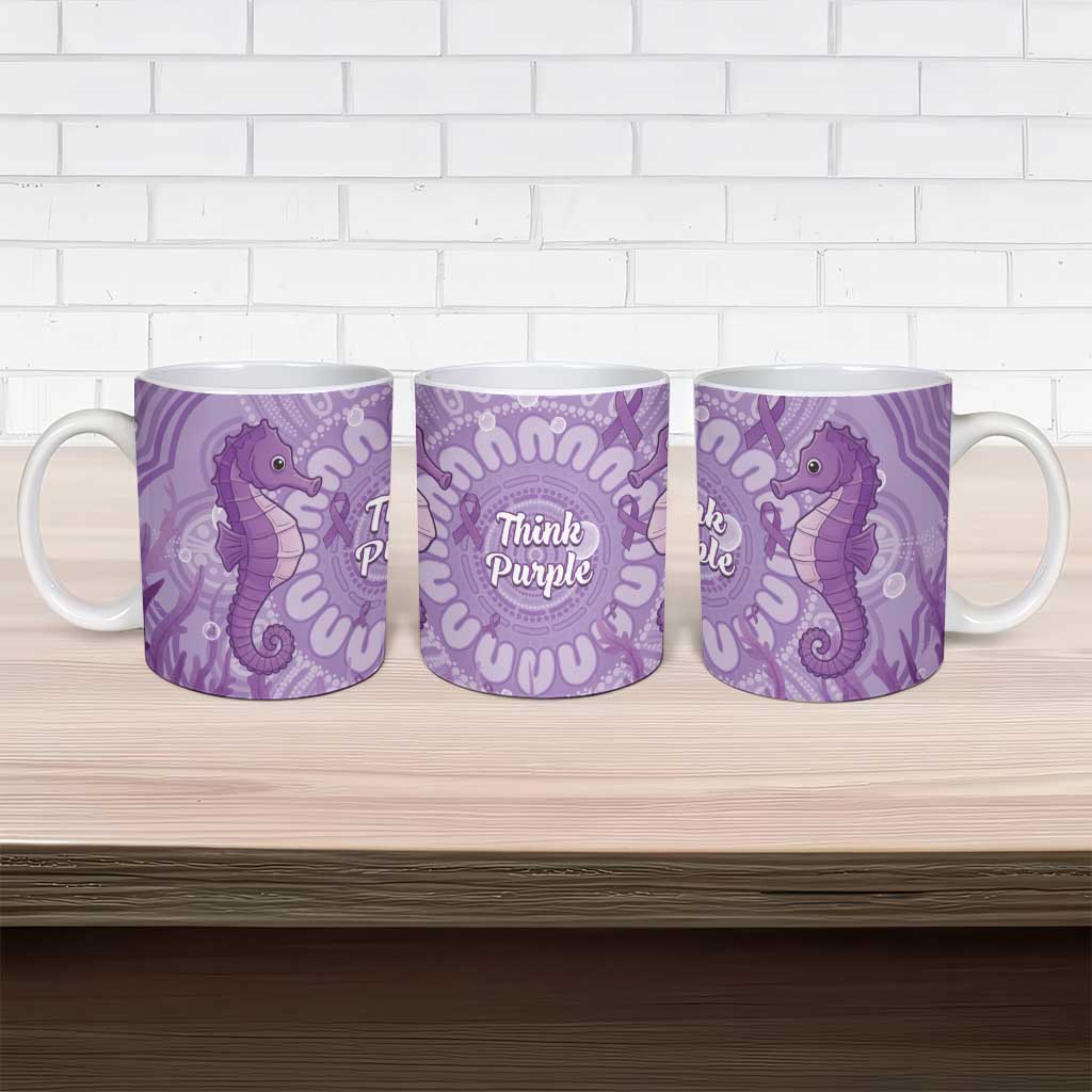 Australia Epilepsy Awareness Ceramic Mug Seahorse Think Purple Ribbon Aboriginal - Aussie Hoodie