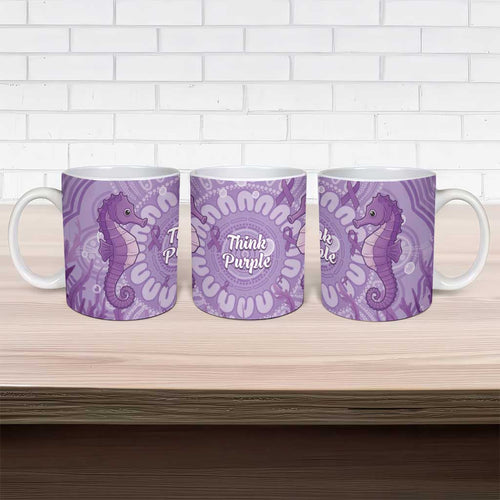 Australia Epilepsy Awareness Ceramic Mug Seahorse Think Purple Ribbon Aboriginal - Aussie Hoodie