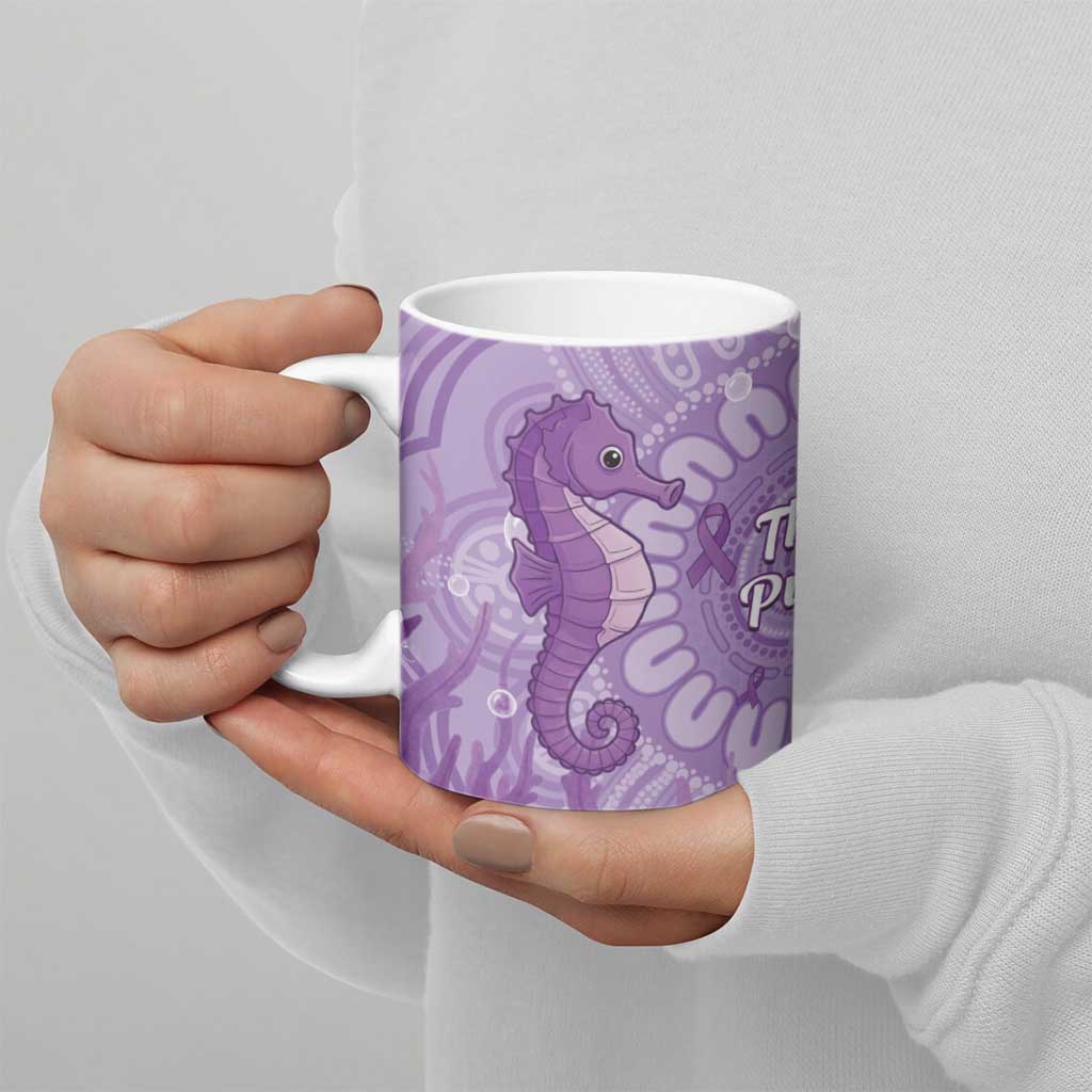 Australia Epilepsy Awareness Ceramic Mug Seahorse Think Purple Ribbon Aboriginal - Aussie Hoodie