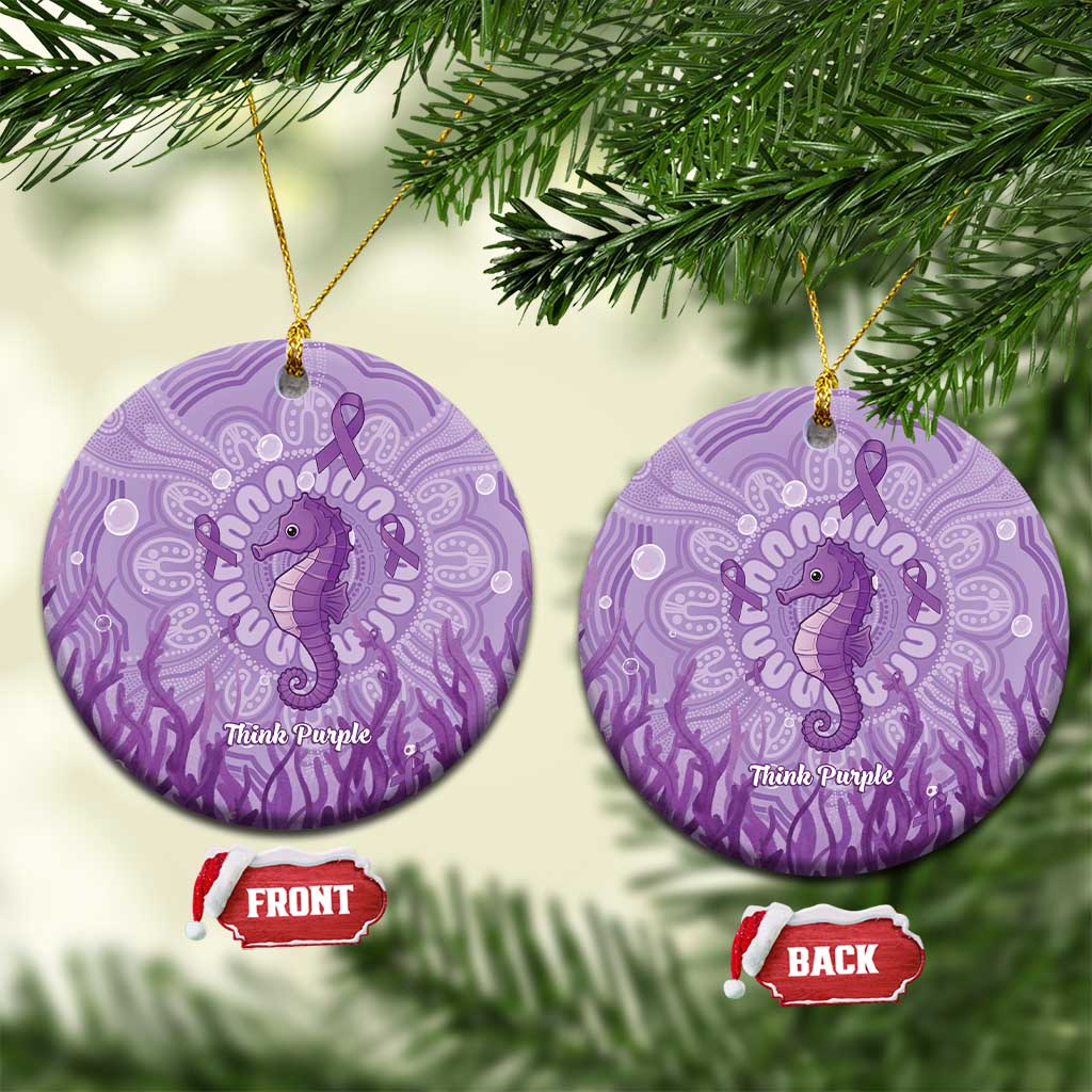 Australia Epilepsy Awareness Ceramic Ornament Seahorse Think Purple Ribbon Aboriginal - Aussie Hoodie
