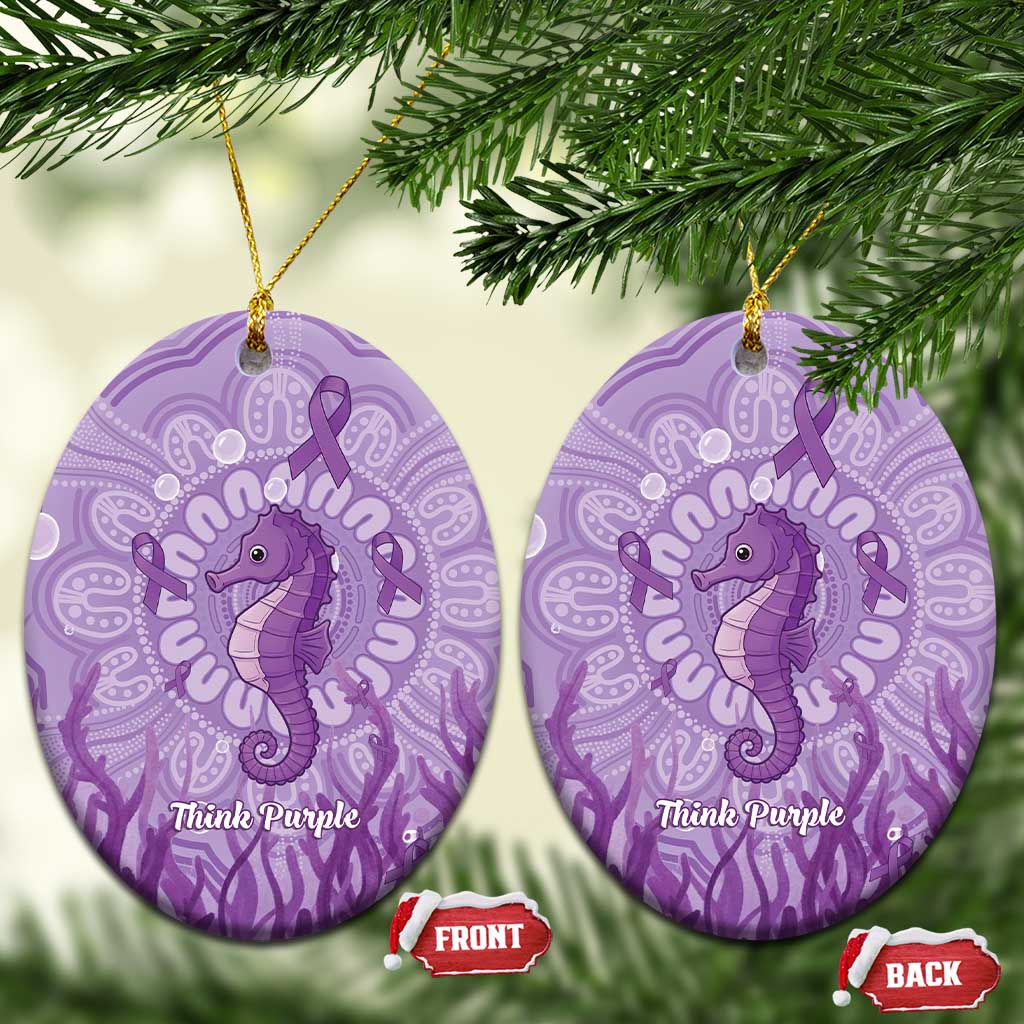 Australia Epilepsy Awareness Ceramic Ornament Seahorse Think Purple Ribbon Aboriginal - Aussie Hoodie