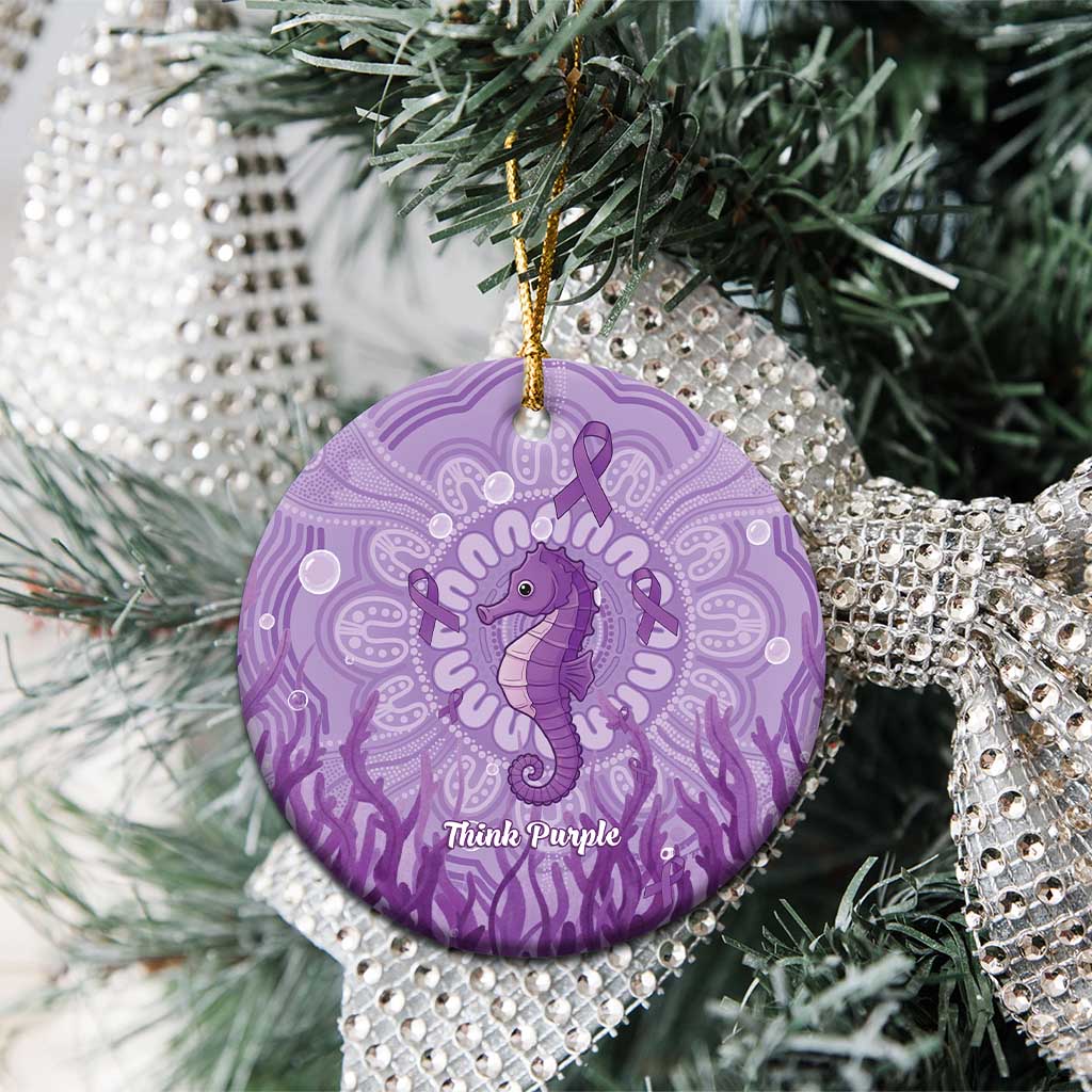 Australia Epilepsy Awareness Ceramic Ornament Seahorse Think Purple Ribbon Aboriginal - Aussie Hoodie