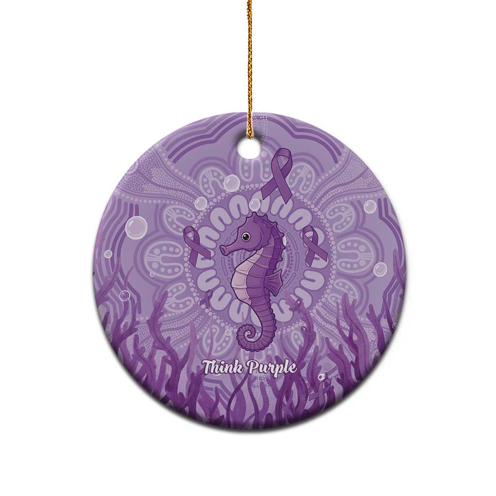 Australia Epilepsy Awareness Ceramic Ornament Seahorse Think Purple Ribbon Aboriginal - Aussie Hoodie
