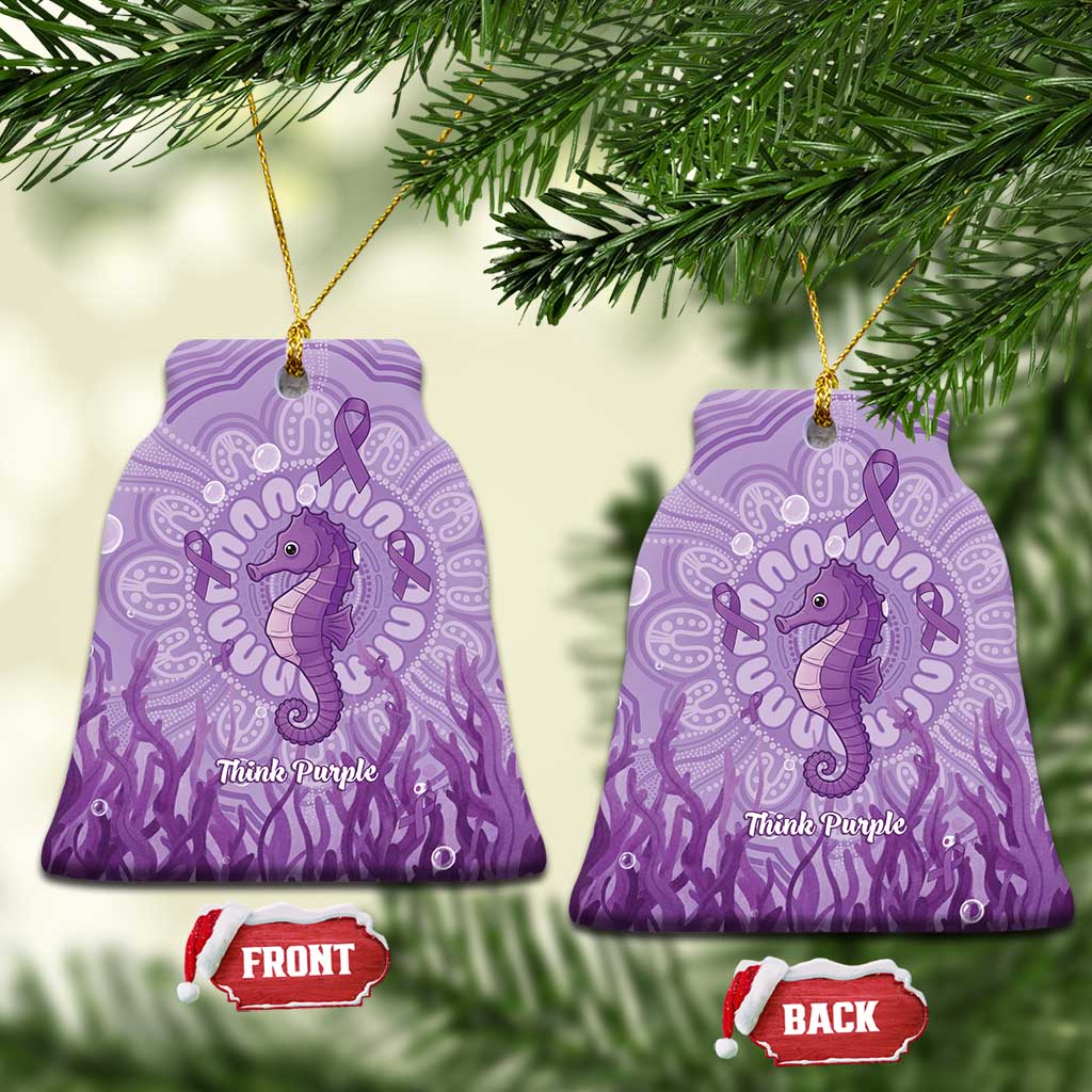 Australia Epilepsy Awareness Ceramic Ornament Seahorse Think Purple Ribbon Aboriginal - Aussie Hoodie