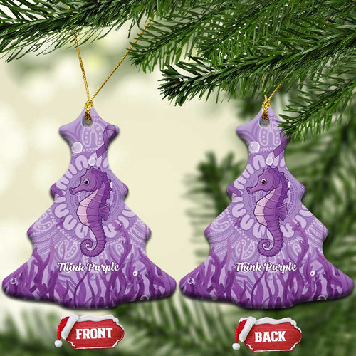 Australia Epilepsy Awareness Ceramic Ornament Seahorse Think Purple Ribbon Aboriginal - Aussie Hoodie