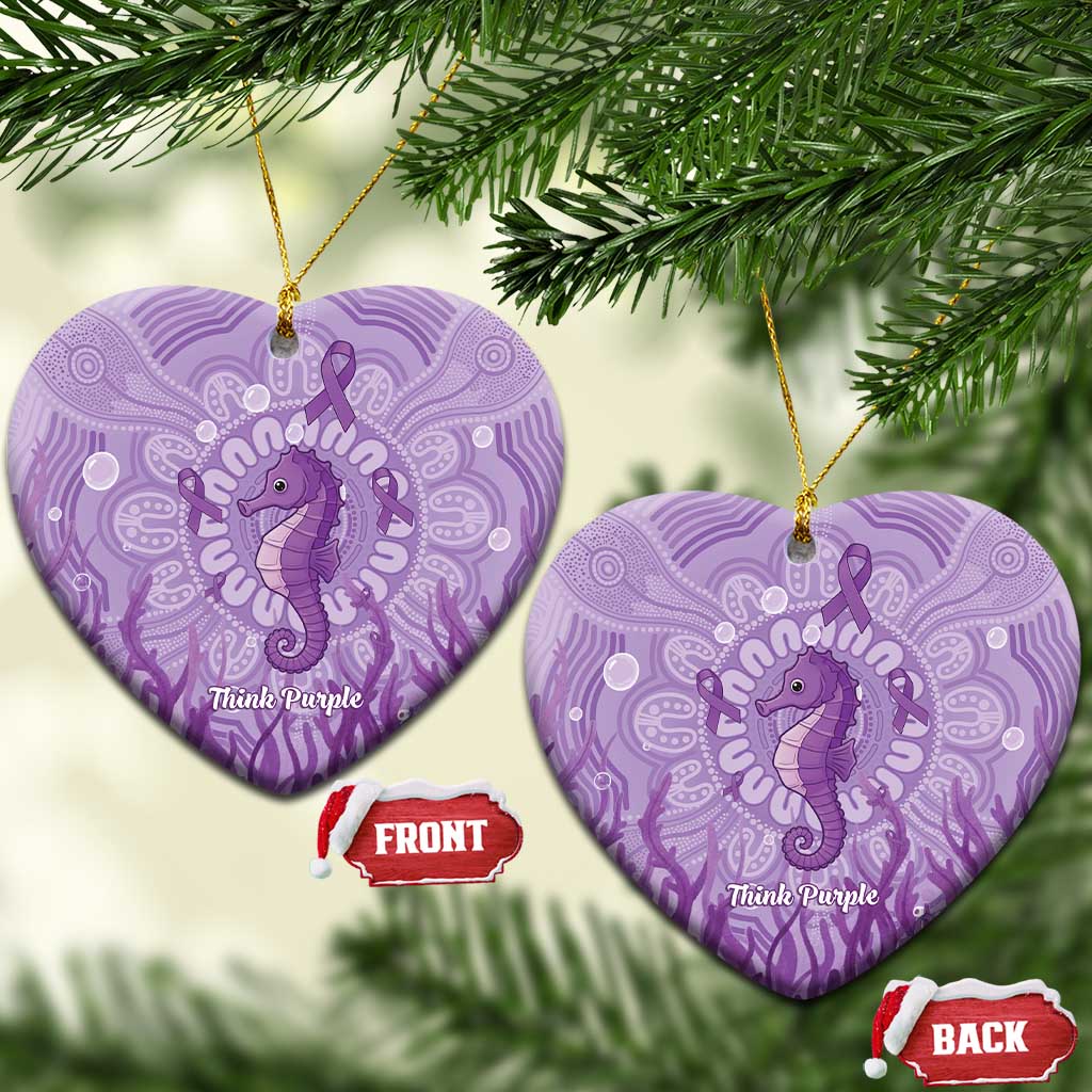 Australia Epilepsy Awareness Ceramic Ornament Seahorse Think Purple Ribbon Aboriginal - Aussie Hoodie