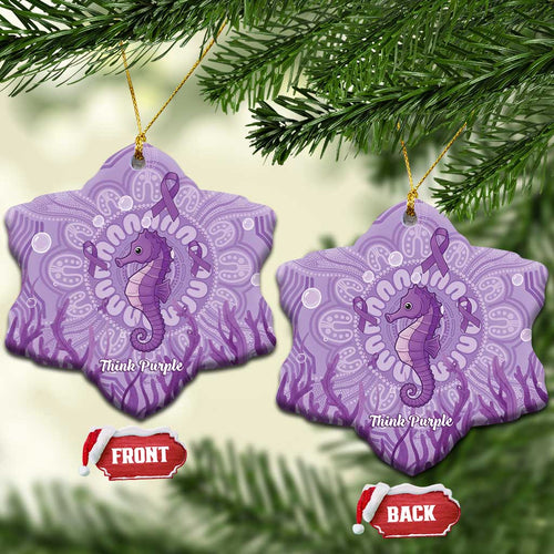 Australia Epilepsy Awareness Ceramic Ornament Seahorse Think Purple Ribbon Aboriginal - Aussie Hoodie