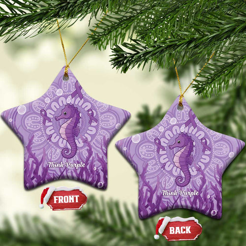 Australia Epilepsy Awareness Ceramic Ornament Seahorse Think Purple Ribbon Aboriginal - Aussie Hoodie
