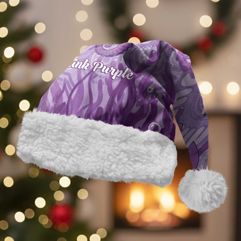 Australia Epilepsy Awareness Christmas Santa Hat Seahorse Think Purple Ribbon Aboriginal - Aussie Hoodie