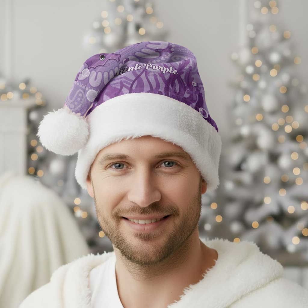 Australia Epilepsy Awareness Christmas Santa Hat Seahorse Think Purple Ribbon Aboriginal - Aussie Hoodie