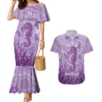 Australia Epilepsy Awareness Couples Matching Mermaid Dress and Hawaiian Shirt Seahorse Think Purple Ribbon Aboriginal - Aussie Hoodie